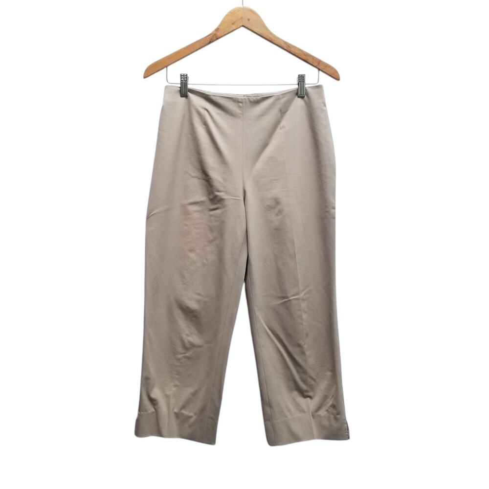Piazza Sempione Audrey Crop Pants 42 Women’s Cotton Khaki Stretch Side Slit US 6